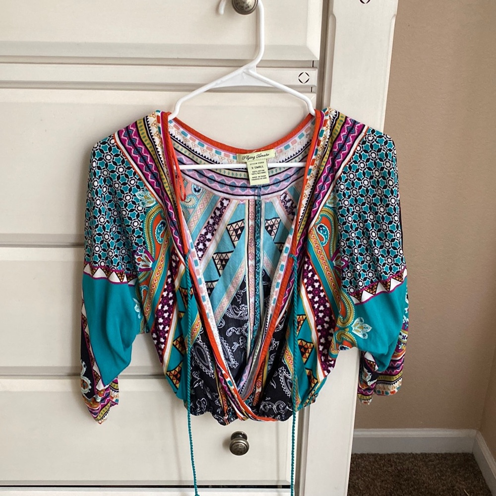 Open Front Pattern Blouse